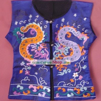 Stunning Miao Tribe Silk Thread Hand Embroidery Dragon Jacket for Child