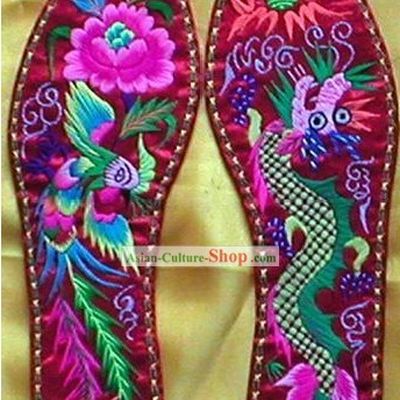 Chinese Hand Embroidery Insole-Dragon and Phoenix