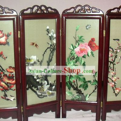 Chinese Embroidery Folding Screen Handicraft-Four Seaons