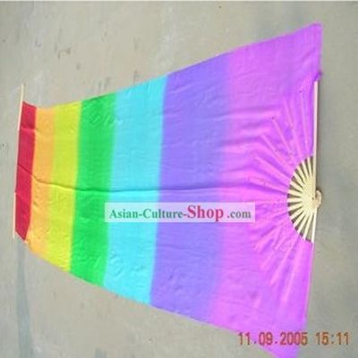 Chinese Classic Long Rainbow Silk Dance Fan