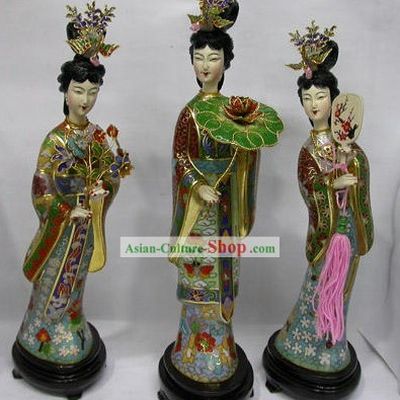 Chinese Cloisonne and Jade Ancient Lady