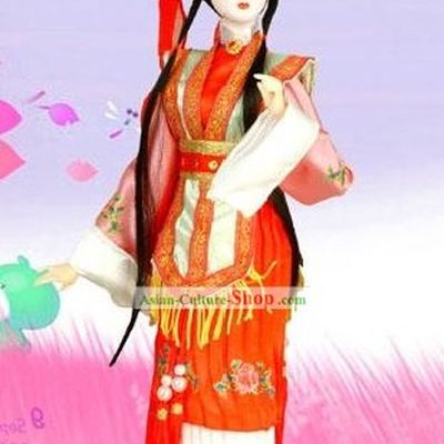 Handmade Peking Silk Figurine Doll - Hong Niang of The Romance of the Western Chamber