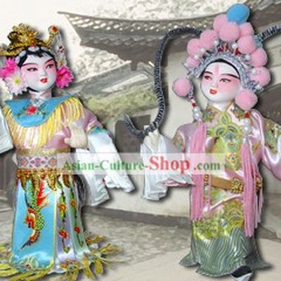 Handmade Peking Silk Figurine Doll - Lv Bu and Diao Chan