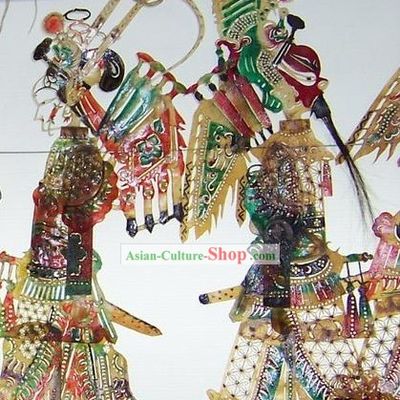 Traditional Chinese Hand Carved Shadow Play - Woman Hero and Her Husband