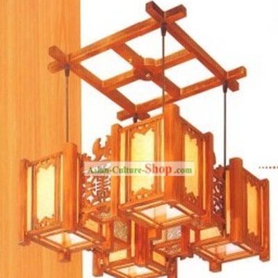 Mandarin Style Wood Carved Large Ceiling Lanterns