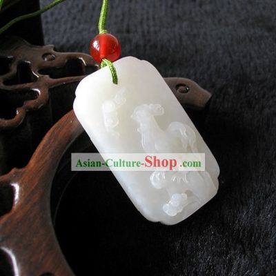 Chinese Top Snow White Hetian Jade Zodiac Chicken Charm Collectible