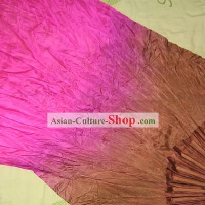 Supreme Bamboo Handle Chinese Traditional Silk Dance Fan (purple to brown color transition)