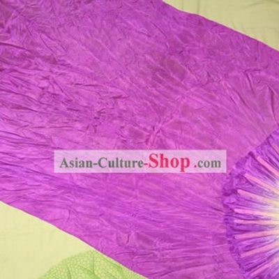 Supreme Bamboo Handle Chinese Traditional Silk Dance Fan (purple)