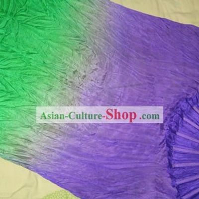 Supreme Bamboo Handle Chinese Traditional Silk Dance Fan (purple to green color transition)
