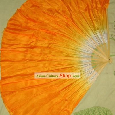 Supreme Bamboo Handle Chinese Traditional Silk Dance Fan (orange)