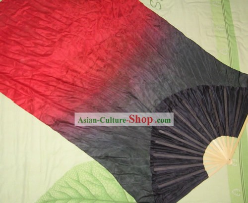 Supreme Bamboo Handle Chinese Traditional Silk Dance Fan (red to black color transition)