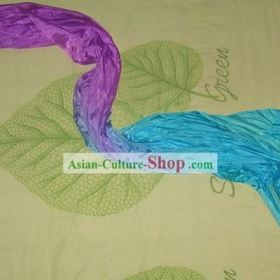 Chinese Color Transition Silk Fan with Long Fabric