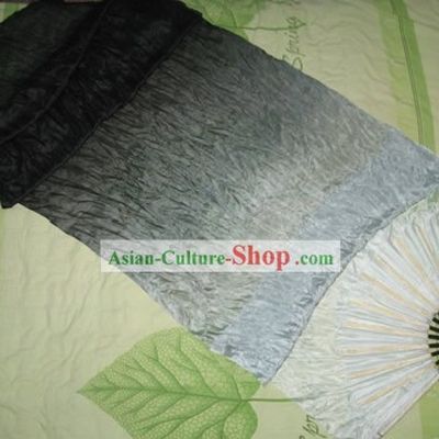 Supreme Bamboo Handle Chinese Traditional Silk Dance Fan (black to white color transition)