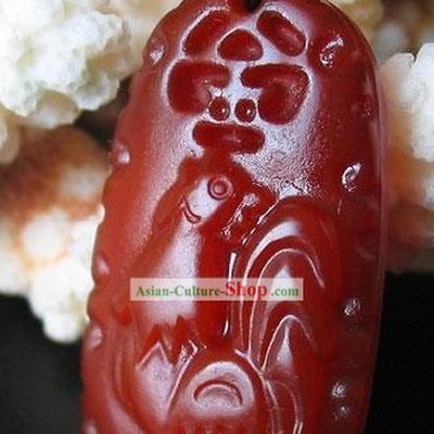 Chinese Classic Chicken Top Red Jade Charm