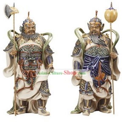 Chinese Classical Shiwan Statues-Door God Pair (2 Statues Set)