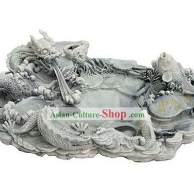 Chinese Stunning Hand Carved Dragon Tea Tray