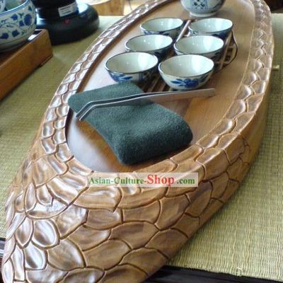 Chinese Stunning Hand Carved Dragon Scale Tea Tray