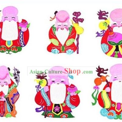 Chinese Classical Longevity Papercuts (6 Pieces Set)