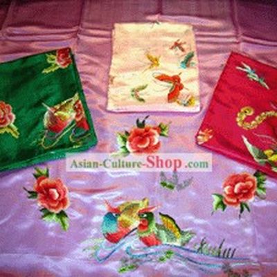 Chinese Classical Fu Rui Xiang Hand Embroidery Silk Wedding Bedcover-Dragon and Phoenix