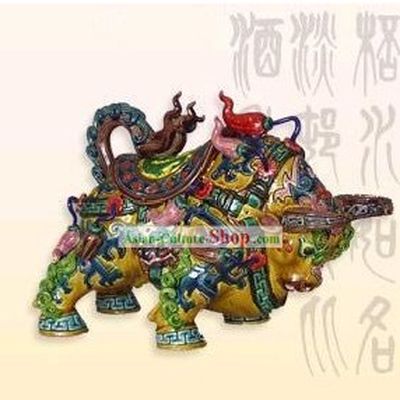 Chinese Cochin Ceramics Statue-Golden Ox