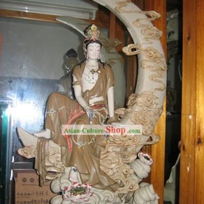 Chinese Classic Shiwan Ceramics Statue Arts Collection - Water Moon Kwan-yin