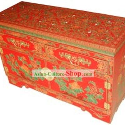 Chinese Gorgeous Lucky Red Wood Cabinet