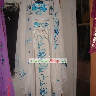Chinese Classic White Kwan-yin Costumes Complete Set
