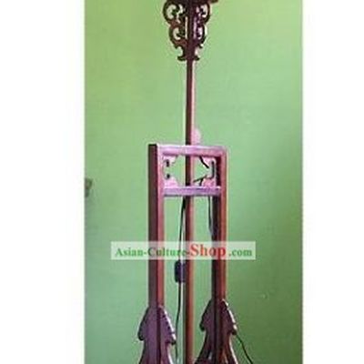 Chinese Traditional 65 Inches Height Walnut Peony Palace Floor Lantern