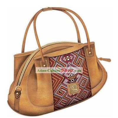 Hand Made and Embroidered Chinese Miao Minority Handbag for Women - Desert