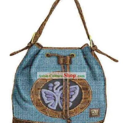 Hand Made and Embroidered Chinese Miao Minority Handbag for Women - Butterfly