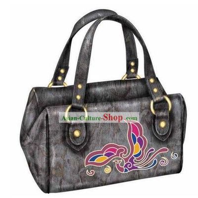 Hand Made and Embroidered Chinese Miao Minority Handbag for Women - Brown Phoenix