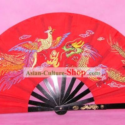 Chinese Stainless Dragon Phoenix Steel Taiji and Kung Fu Fan