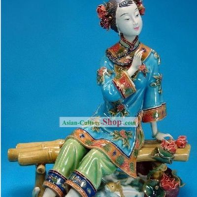 Chinese Classical Shiwan Statue - Ancient Lady Besides the Water