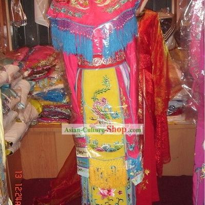 Supreme Chinese Pink Embroidered Phoenix Empress Costumes and Hat Complete Set