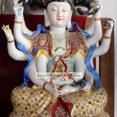 Chinese Traditional Handmade Buddha Ceramics Statue