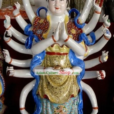 Chinese Classical Handmade Buddha Ceramics Statue