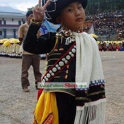 Chinese Traditional Yi Minority Costumes and Hat for Children
