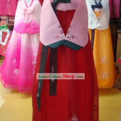 Traditional Korean Hanbok Complete Set for Women (red and pink)