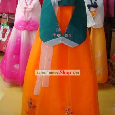 Traditional Korean Hanbok Complete Set for Women (orange)