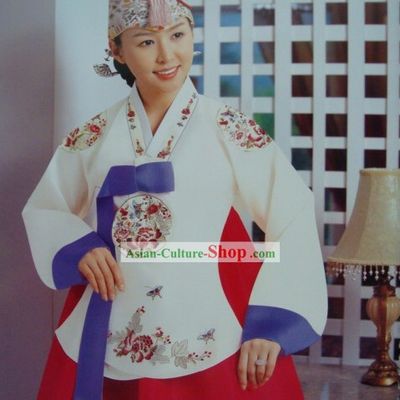 Gorgeous Embroidered Flower Korean Hanbok Complete Set for Women