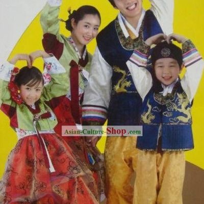 Korean Traditional Handmade Hanbok for Four Members Family (4 sets)