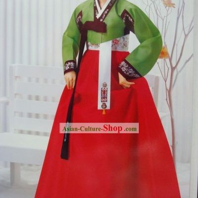 Korean Classic 100 Percent Handmade Korean Hanbok for Woman (green)