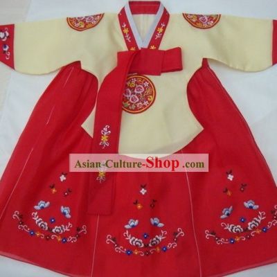 Korean Classic 100 Percent Handmade Lucky Red Hanbok for Children