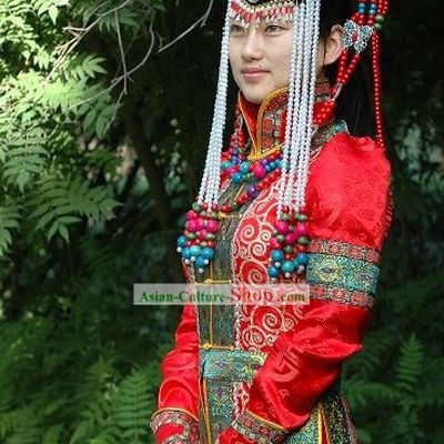 Supreme Chinese Traditional Mongolian Wedding Dress for Bride