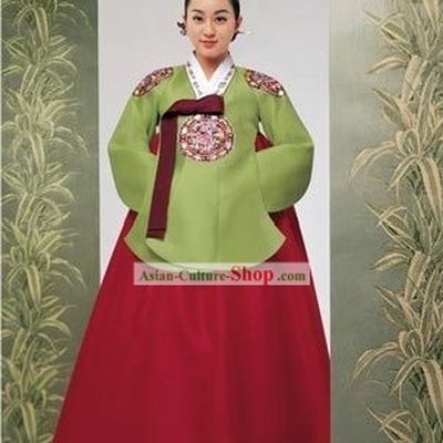 Korean Classic 100 Percent Handmade Embroidery Korean Hanbok Tang Dress-Dragon Beauty