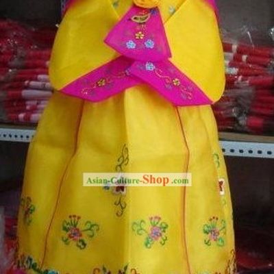 Korean Traditional Handmade Hanbok for Children Girls (yellow)
