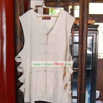 Chinese Handmade Mandarin Style Short Handed Flax Vest