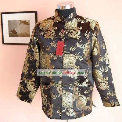 Chinese Classical Hand Embroidered Black Dragon Blouse