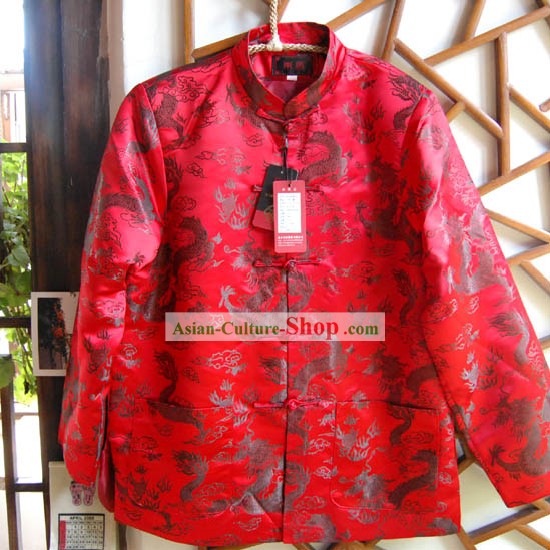 Chinese Hand Embroidered Red Dragon Blouse