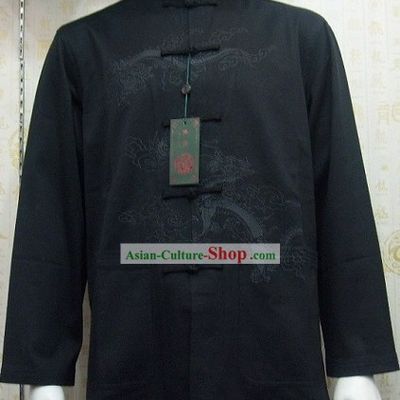 Chinese Hand Embroidery Silk Dragon Shirt